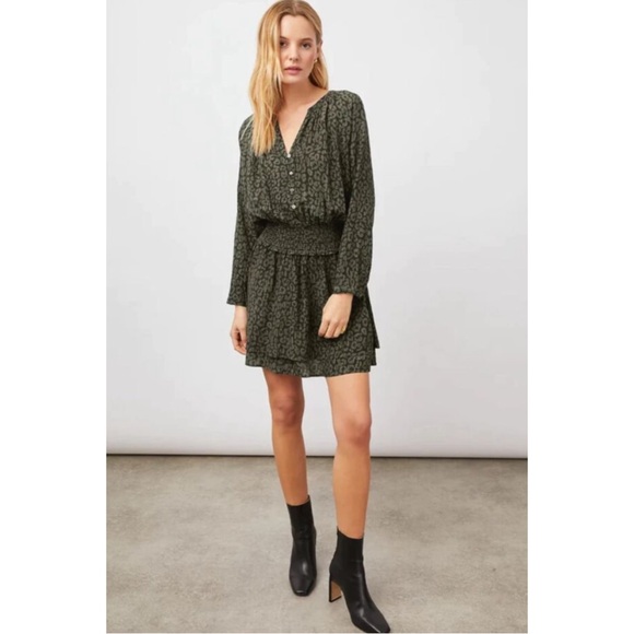 RAILS | NWOT $228 Jasmine Dress in Olive Batik Cheetah, Size Small - Picture 1 of 13